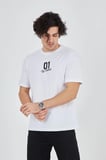 Erkek Baskılı T-Shirt Kısa Kol Bisiklet Yaka Regular Fit Rahat Kalıp Günlük Tişört - Beyaz