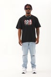 Erkek Baskılı T-Shirt Kısa Kol Bisiklet Yaka Regular Fit Rahat Kalıp Günlük Tişört - Siyah