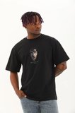 Erkek Baskılı T-Shirt Kısa Kol Bisiklet Yaka Regular Fit Rahat Kalıp Günlük Tişört - Siyah