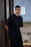 Erkek Düz T-Shirt Kısa Kol Bisiklet Yaka Regular Fit Rahat Kalıp Günlük Tişört - Siyah