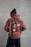 Erkek 3 İplik Pamuklu Kapüşonlu Kanguru Cepli Sweatshirt Hoodie - Gül Kurusu
