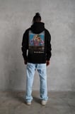 Erkek 3 İplik Pamuklu Kapüşonlu Baskılı Cepli Oversize Sweatshirt Hoodie - Siyah