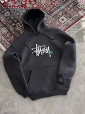 Kadın Oversize Kapüşonlu Cepli Baskılı 3 İplik Pamuklu Hoodie Sweatshirt - Füme