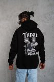 Erkek Kapüşonlu Kanguru Cepli Sweatshirt 3 İplik Pamuklu Baskılı Hoodie - Siyah
