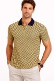 Erkek Pike Kumaş Polo Yaka Desenli Tişört Kısa Kol Yazlık T-Shirt - Sarı