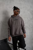 Erkek 3 İplik Pamuklu Kapüşonlu Kanguru Cepli Sweatshirt Hoodie -  Gri