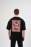 Erkek Kısa Kol Yazlık Tişört Bisiklet Yaka Baskılı Oversize T-Shirt - Siyah