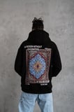 Erkek 3 İplik Pamuklu Kapüşonlu Baskılı Cepli Oversize Sweatshirt Hoodie - Siyah