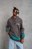 Erkek 3 iplik Pamuklu Alev Baskılı Kapüşonlu hoodie Sweatshirt - Gri