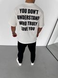 Erkek Baskılı T-Shirt Kısa Kol Bisiklet Yaka Regular Fit Rahat Kalıp Günlük Tişört - Beyaz
