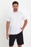 Erkek Düz Penye Tişört Bisiklet Yaka Kısa Kol Regular Fit T-Shirt - Beyaz