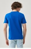 Erkek Düz Penye Tişört Bisiklet Yaka Kısa Kol Regular Fit T-Shirt - Mavi