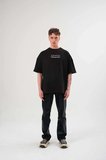 Erkek Kısa Kol Yazlık Tişört Bisiklet Yaka Baskılı Oversize T-Shirt - Siyah
