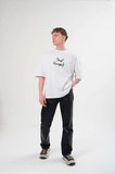 Erkek Kısa Kol Yazlık Tişört Bisiklet Yaka Baskılı Oversize T-Shirt -  Beyaz