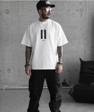Erkek Kısa Kol Yazlık Tişört Bisiklet Yaka Baskılı Oversize T-Shirt - Beyaz