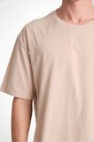 ERKEK Düz Tişört Bisikilet Yaka Kısa Kol Oversize T-shirt - Bej
