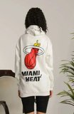 Kadın Oversize Kapüşonlu Cepli Baskılı 3 İplik Pamuklu Hoodie Sweatshirt - Beyaz