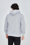 Erkek 3 İplik Pamuklu Kapüşonlu Tam Fermuarlı Cepli Hoodie Sweatshirt - Gri