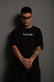 Erkek Kısa Kol Yazlık Tişört Bisiklet Yaka Baskılı Oversize T-Shirt - Siyah