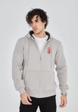 Erkek 3 İplik Pamuklu Kapüşonlu Tam Fermuarlı Cepli Hoodie Sweatshirt - Boyalı Gri