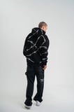 ERKEK Kapüşonlu Varak ve Pano Baskılı Hoodie  SweatShirt- Siyah