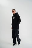 ERKEK 3 İplik Pamuklu Kapüşonlu Patchli Nakışlı Hoodie SweatShirt - Siyah
