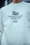 Erkek 3 iplik pamuklu Bisiklet Yaka Ön Ve Arka Baskılı SweatShirt - Beyaz