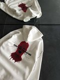 Kadın Kapüşonlu Kanguru Cepli Sweatshirt 3 İplik Pamuklu Baskılı Hoodie - Beyaz