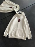 Kadın Kapüşonlu Kanguru Cepli Sweatshirt 3 İplik Pamuklu Baskılı Hoodie - Beyaz