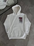 Erkek Kapüşonlu Kanguru Cepli Sweatshirt 3 İplik Pamuklu Baskılı Hoodie - Beyaz