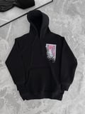Kadın Kapüşonlu Kanguru Cepli Sweatshirt 3 İplik Pamuklu Baskılı Hoodie - Siyah