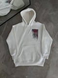 Kadın Kapüşonlu Kanguru Cepli Sweatshirt 3 İplik Pamuklu Baskılı Hoodie - Beyaz
