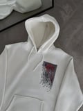 Kadın Kapüşonlu Kanguru Cepli Sweatshirt 3 İplik Pamuklu Baskılı Hoodie - Beyaz