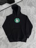 Kadın Oversize Kapüşonlu Kanguru Cepli Baskılı 3 İplik Pamuklu Sweatshirt Hoodie -   Siyah