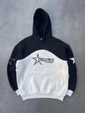 Kadın 3 İplik Pamuklu Parçalı Nakış İşlemelı Kapüşonlu SweatShirt Hoodie - Siyah