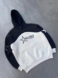 Kadın 3 İplik Pamuklu Parçalı Nakış İşlemelı Kapüşonlu SweatShirt Hoodie - Siyah
