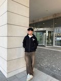 Erkek 3 iplik Samuray kapüşonlu ZIP Fermuarlı SweatShirt Hoodie - Siyah