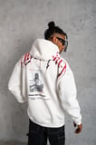 Erkek 3 İplik Pamuklu Baskılı Kapüşonlu Cepli Sweatshirt Hoodie - Beyaz