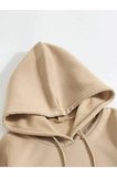 Erkek 3 İplik Pamuklu Kapüşonlu Kanguru Cepli Sweatshirt Hoodie -  Bej