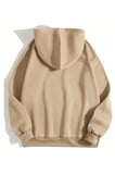 Erkek 3 İplik Pamuklu Kapüşonlu Kanguru Cepli Sweatshirt Hoodie -  Bej