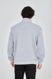 Erkek Yarım Fermuarlı Baskılı 3 iplik pamuklu sweatshirt - Gri