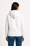 Kadın Kapüşonlu Kanguru Cepli 3 İplik Pamuklu Oversize Hoodie Sweatshirt - Beyaz
