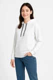 Kadın Kapüşonlu Kanguru Cepli 3 İplik Pamuklu Oversize Hoodie Sweatshirt - Beyaz