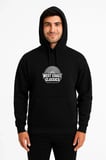 Erkek Kapüşonlu Kanguru Cepli Sweatshirt 3 İplik Pamuklu Baskılı Hoodie -  Siyah