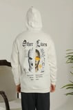 Erkek Kapüşonlu Kanguru Cepli Sweatshirt 3 İplik Pamuklu Baskılı Hoodie - Beyaz