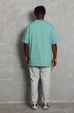 Erkek Düz Yazlık Kısa Kol Tişört Bisiklet Yaka Oversize T-Shirt - Mint Yeşili
