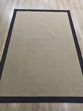 Çam Halı Sisal 9716 Bej / Siyah Bordürlü Jüt Sisal Kilim