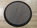 Çam Halı Sisal 9715 Vizon / Siyah Bordürlü Daire Jüt Sisal Kilim
