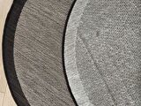 Çam Halı Sisal 9715 Vizon / Siyah Bordürlü Daire Jüt Sisal Kilim