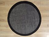 Çam Halı Sisal 9714 Gri / Siyah Bordürlü Daire Jüt Sisal Kilim